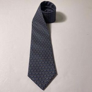 Vintage Damon All Silk Tie USA Made Geometric Pattern Blue Navy Classic Men's